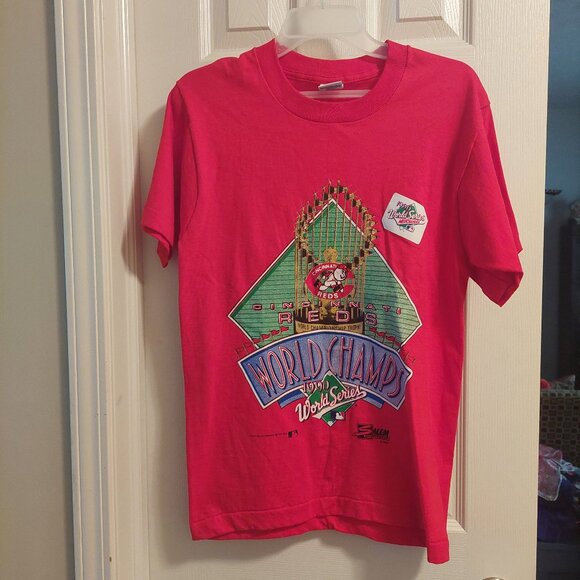 Cincinnati Reds 1990 MLB World Series Champs Shirt Sz Small Vintage Baseball New - Picture 1 of 7
